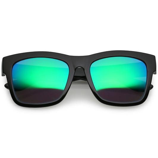 Lifestyle Super Thick Horn Rimmed Sunglasses Thick Arms Mirror Square Lens 54mm