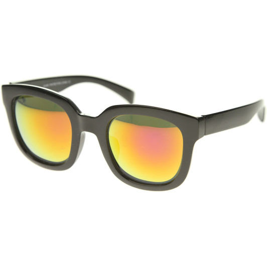 Bold Oversize Chunky Frame Horn Rimmed Mirror Lens Square Sunglasses 53mm