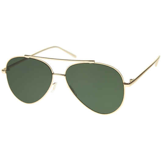 Classic Large Teardrop Crossbar Flat Lens Aviator Sunglasses 60mm