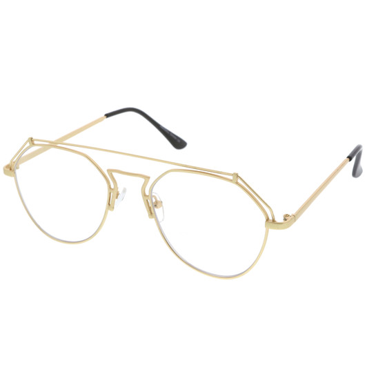 Modern Matte Metal Frame Open Metal Clear Flat Lens Aviator Eyeglasses 50mm