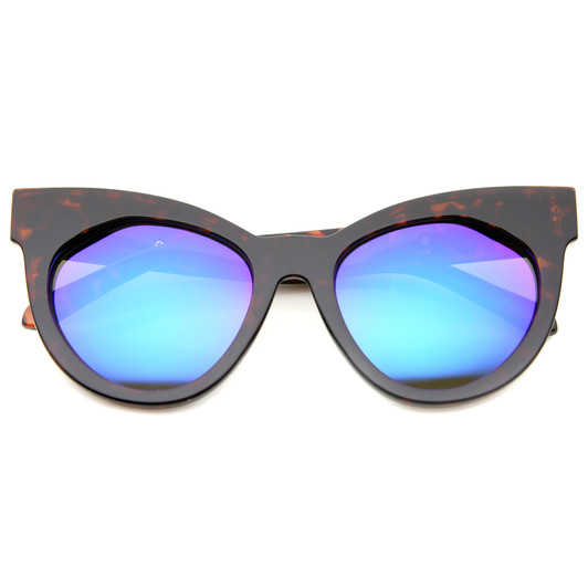 Women's Oversize Chunky Frame Iridescent Lens Cat Eye Sunglasses 55mm