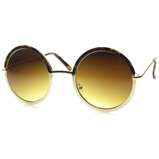 Unisex Metal Round Sunglasses With UV400 Protected Gradient Lens