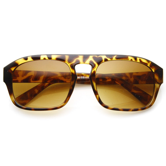 Retro Fashion Keyhole Bridge Bold Frame Flat Top Aviator Sunglasses