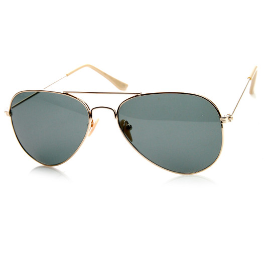 Small Pilot Teardrop Glass Lens Metal Aviator Sunglasses