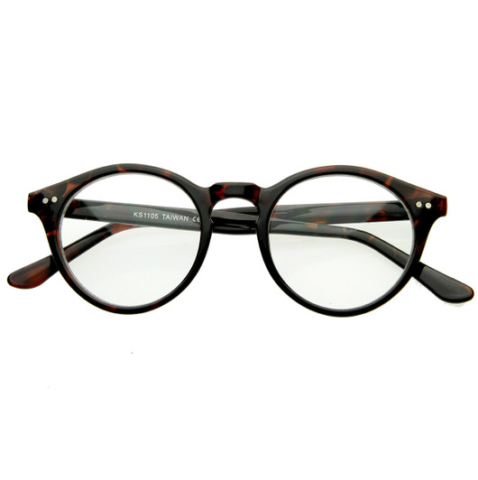 Vintage Inspired Clear Lens Small Circle Round Sunglasses