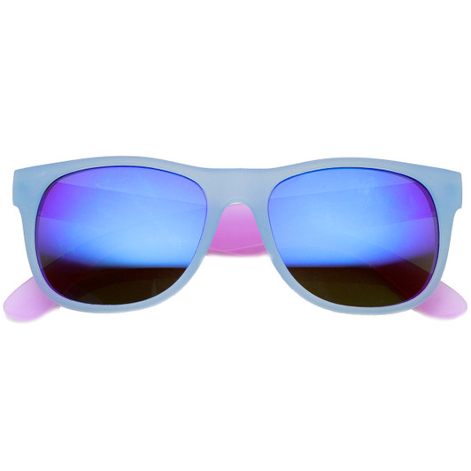 Frosted Colorful Two-Tone Frame Flash Mirror Lens Horn Rimmed Sunglasses