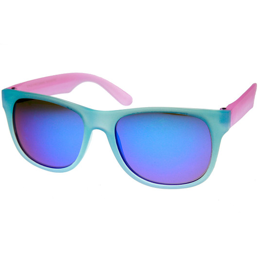 Frosted Colorful Two-Tone Frame Flash Mirror Lens Horn Rimmed Sunglasses