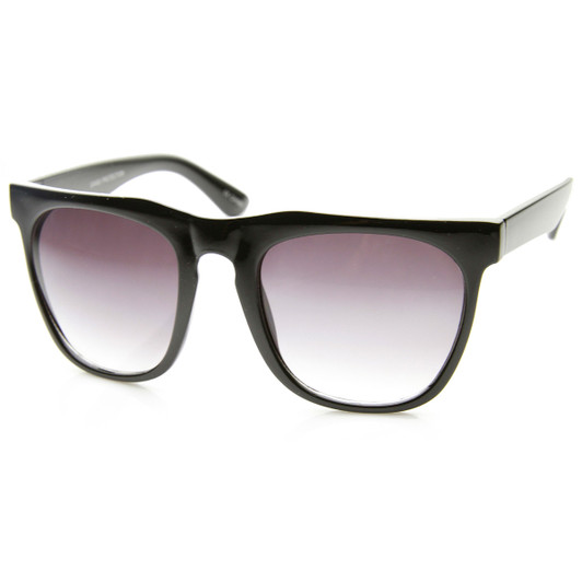 Oversized Square Horn Rimmed Keyhole Bridge Plastic Aviator Sunglasses