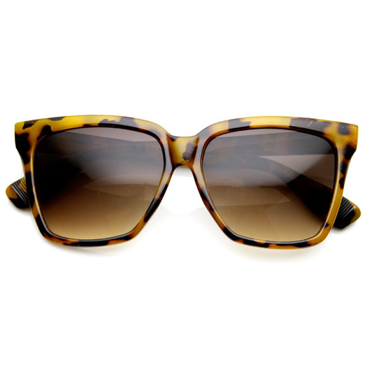 Large Oversized Square High Temple Horn Rimmed Sunglasses