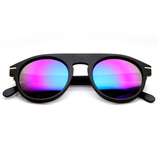 Retro 70s Fashion Round Flat Top P3 Color Tint Lens Sunglasses