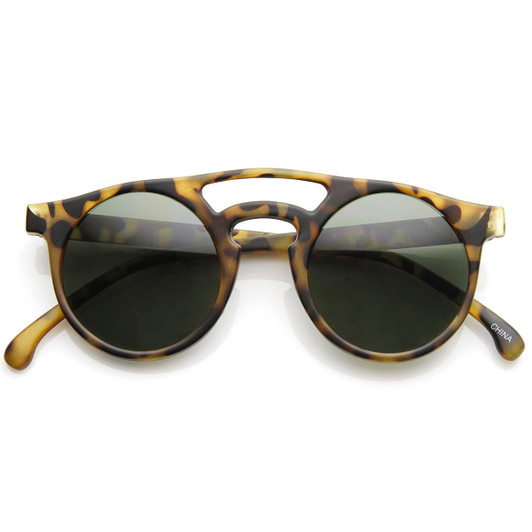 Retro P3 Bold Rim Double Bridge Keyhole Round Sunglasses