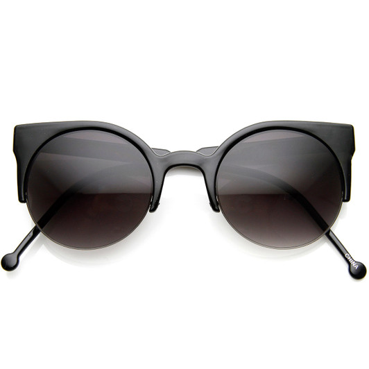 Womens Fashion Half Frame Round Cateye Sunglasses