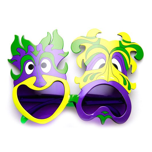 Mardi Gras Party Happy Sad Smile Now Cry Later Novelty Sunglasses
