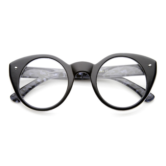 Round Cat Eye Clear Fashion Frame Glasses
