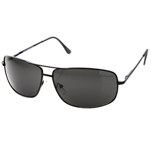 Classic Metal Curved Crossbar Square Lens Aviator Sunglasses