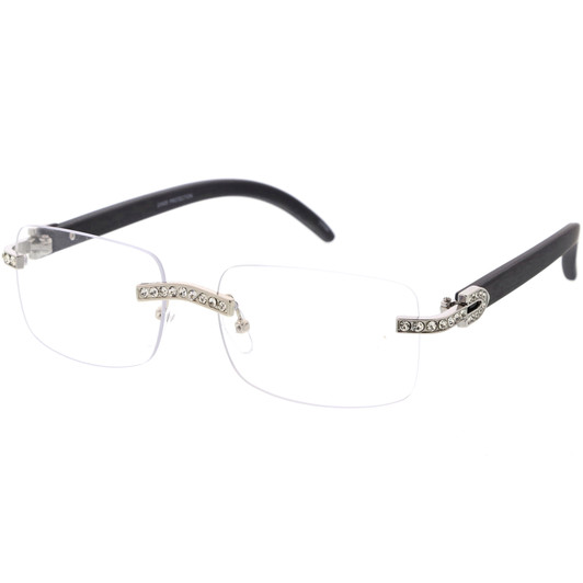 Premium Rhinestones Decorated Blue Light Square Glasses D182