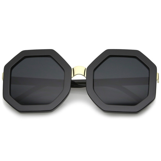 Retro Metal Nose Bridge Octagon Shape Oversize Sunglasses 53mm