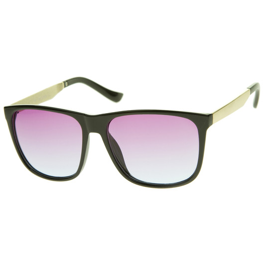 Modern Horn Rimmed Gradient Colored Lens Metal Temple Square Sunglasses 56mm