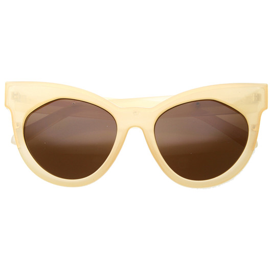 Womens Mod Fashion Oversized Flat Lens Bold Chunky Cat Eye Sunglasses 64mm