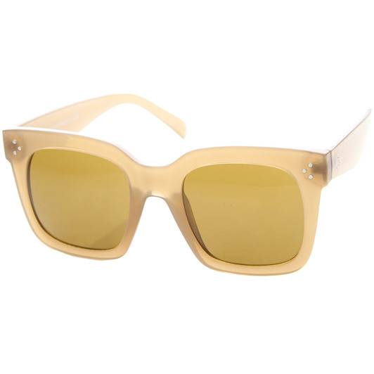 Bold Oversize Tinted Flat Lens Square Horn Rimmed Sunglasses 51mm