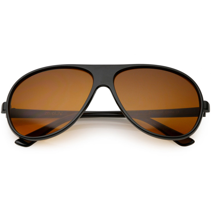 サングラス ^ONE BRILLIANT^ AvaOB406Brown Ava-OB406-Brown Retro Oversize Flat Top Aviator Sunglasses Blue Blocker Lens