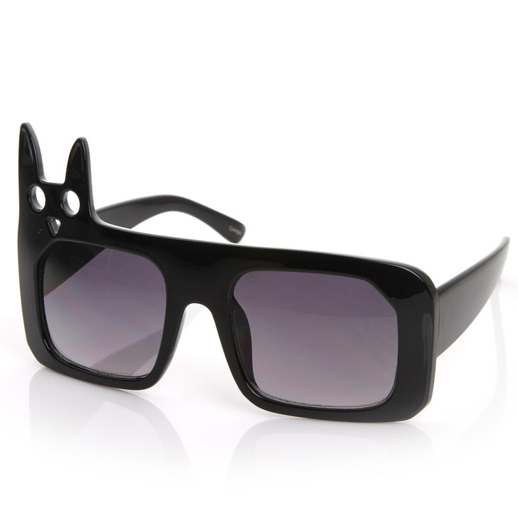 Luxe Inspired Fashion Kitty Cat Head Large Square Oversized Sunglasses