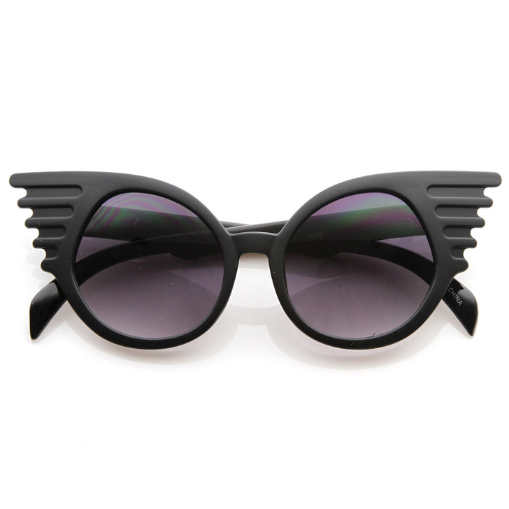 Designer Inspired Fashion Eccentric Unique Round Circle Winged Sunglasses