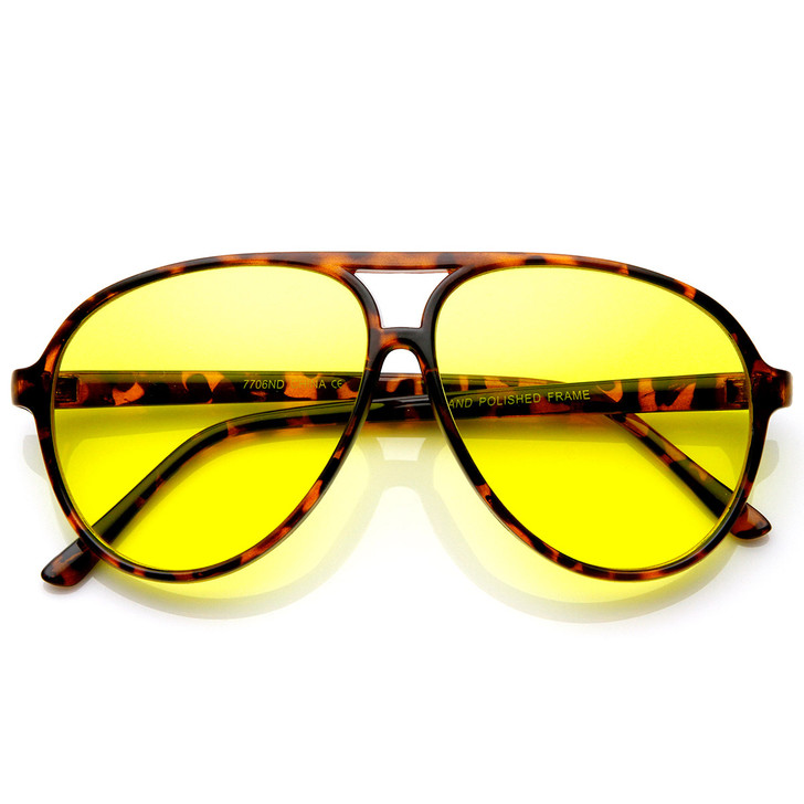 Retro 80s Vintage Blue Blocking Aviator Sunglasses - UV400 Protection, Unisex Frame (5.5"x2.3")