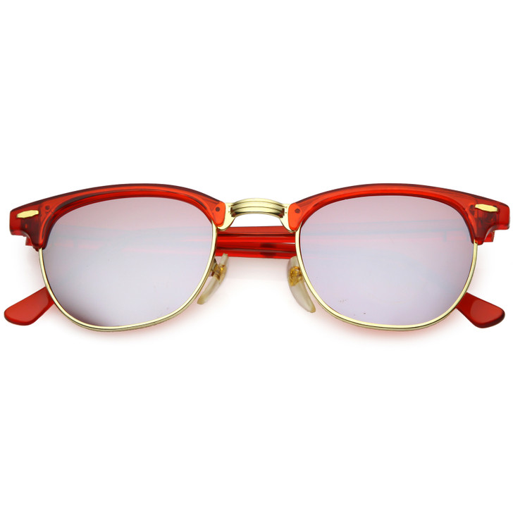 True Vintage Horn Rimmed Semi Rimless Sunglasses Mirrored Square Lens 49mm