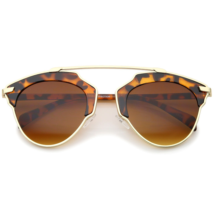 High Fashion Two-Toned Pantos Crossbar Tinted Lens Aviator Sunglasses 52mm