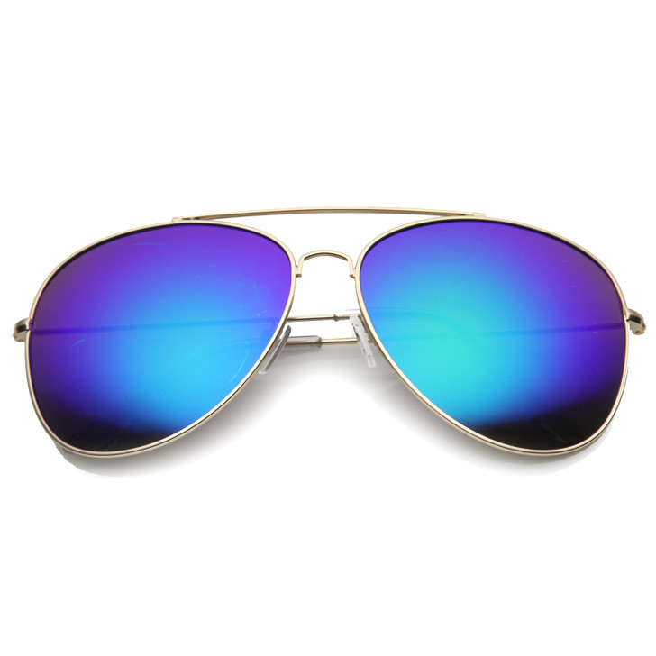 Womens Aviator Sunglasses With UV400 Protected Mirrored Lens