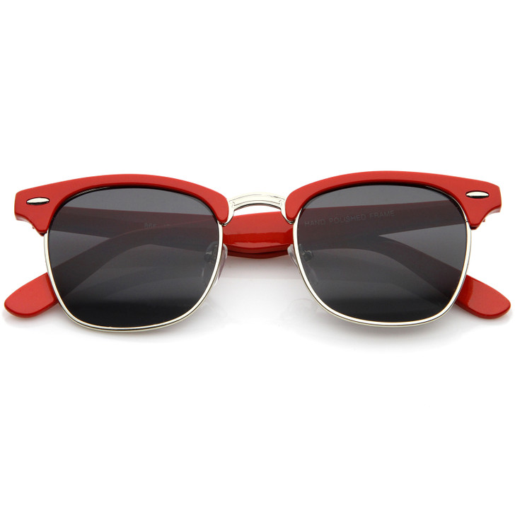 Premium Half Frame Metal Rivets Horn Rimmed Sunglasses 50mm