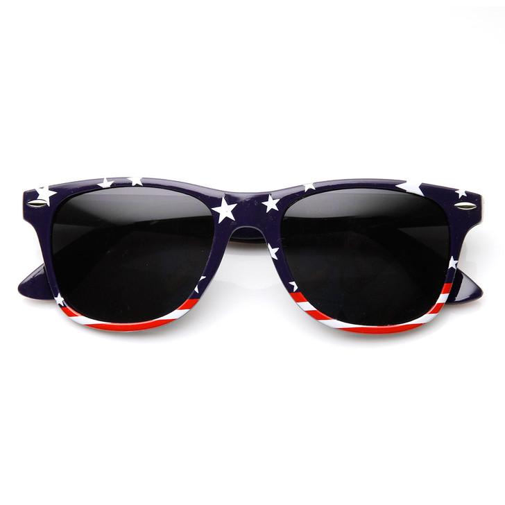 U.S. American Flag USA Stars and Stripes Horn Rimmed Sunglasses