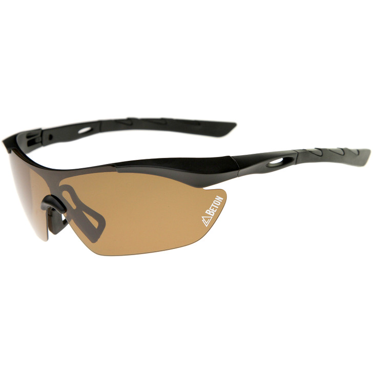 Nepal - Polarized Shatterproof Lens Half-Frame Sports Shield Sunglasses 80mm