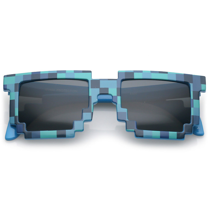 Retro Novelty Pixelated Print Square Sunglasses With Square Lens 50mm
