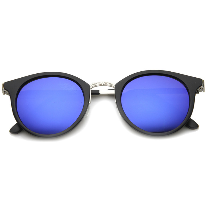Horn Rimmed Sunglasses With UV400 Protected Mirrored Lens