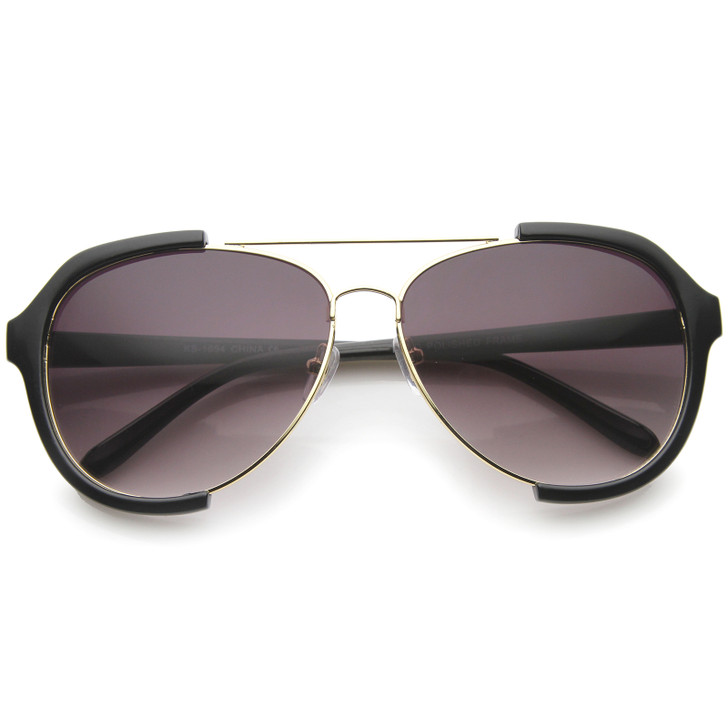 Modern Oversize Metal Crossbar Semi-Rimless Aviator Sunglasses 62mm