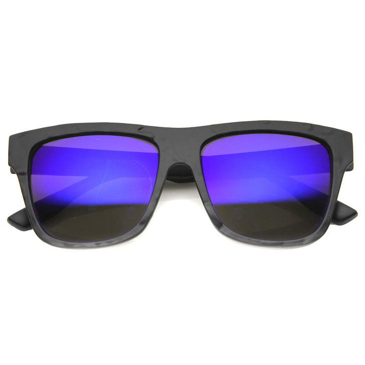 Unisex Horn Rimmed Sunglasses With UV400 Protected Mirrored Lens