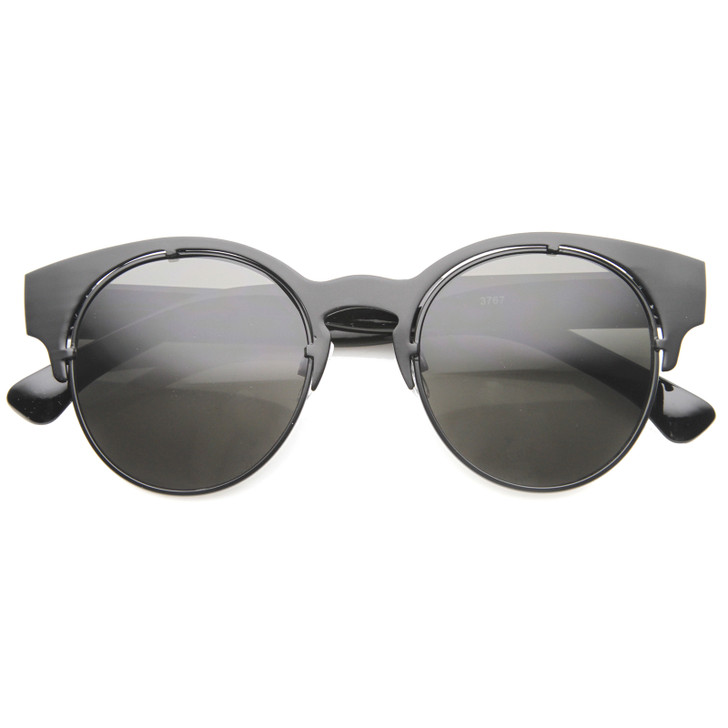 Mens Metal Semi-Rimless Sunglasses With UV400 Protected Composite Lens