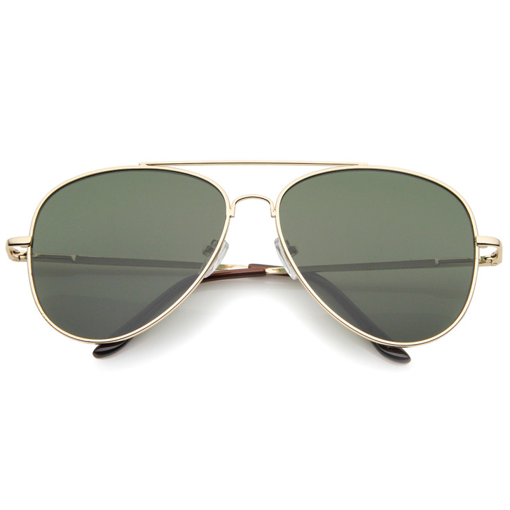 Large Classic Full Metal Teardrop Flat Lens Aviator Sunglasses 60mm