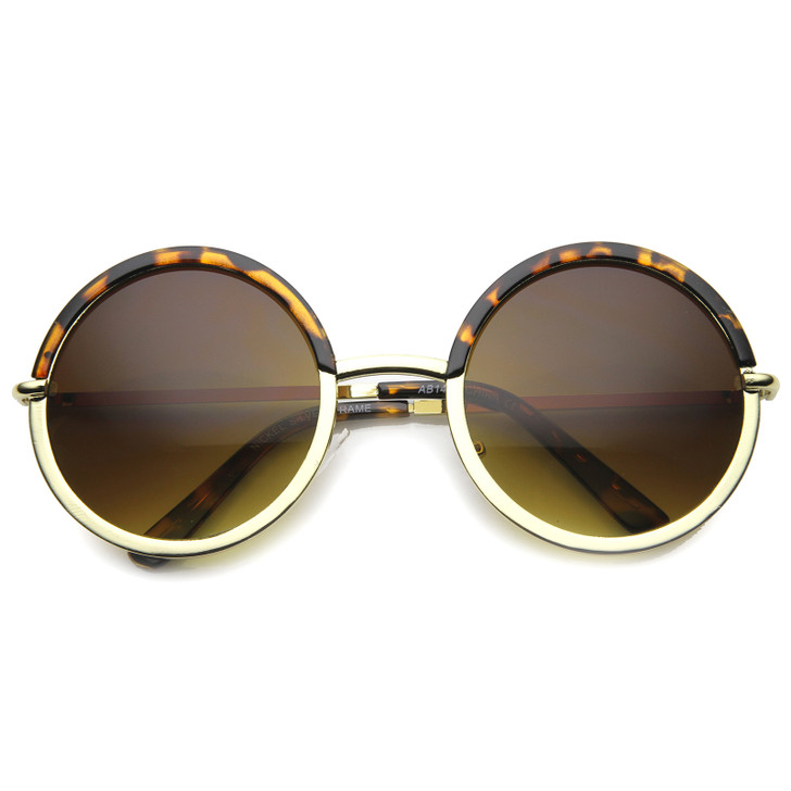 Unisex Metal Round Sunglasses With UV400 Protected Gradient Lens