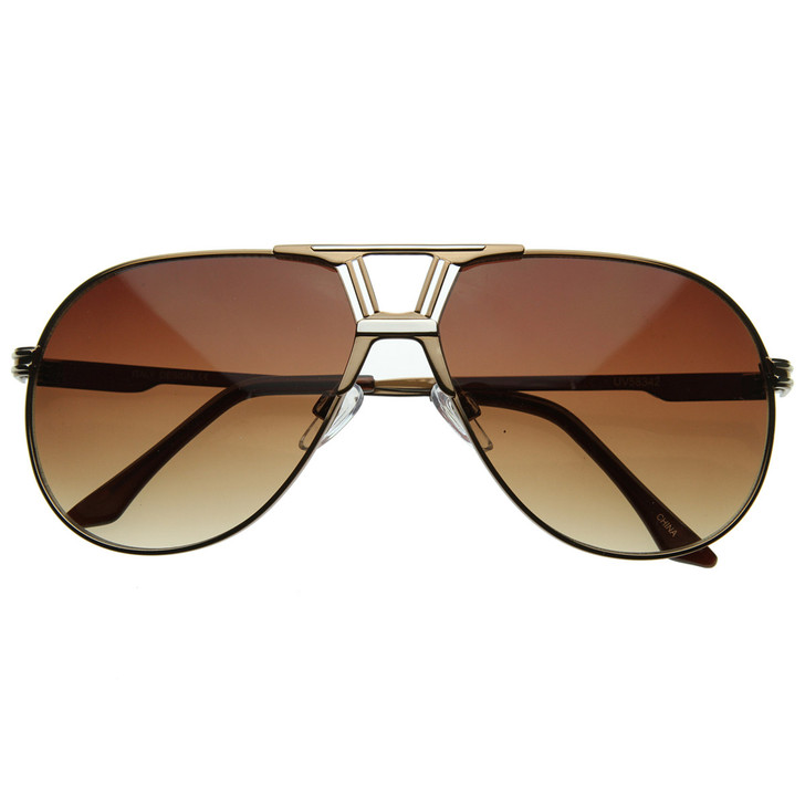 Optical Quality Avant-Garde Design Metal Aviator Sunglasses