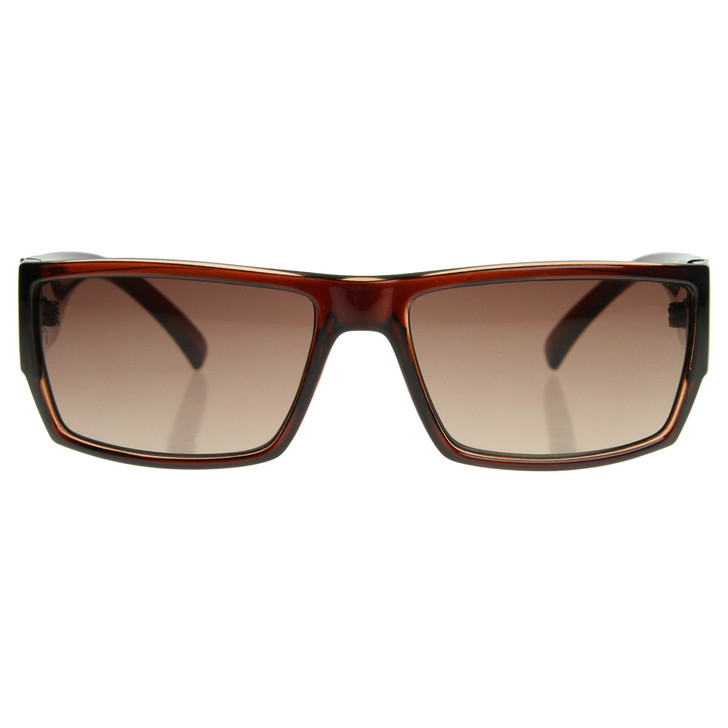 Modern Acetate Square Flat Top Wrap Sunglasses w/ Metal Detail