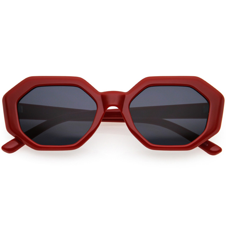 Retro Inspired Chunky Polygon Geometric Sunglasses 49mm