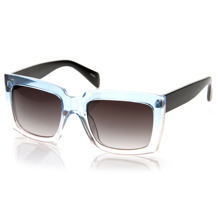 Large Bold Square Oversized Translucent Two-Tone Jelly Sunglasses