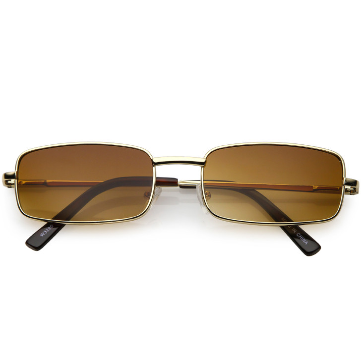 Small Rectangular Sunglasses for Men Women Metal Frame Modern Stylish -  Gold Metal Frame / Red Tinted Lens - CC18ST5U8IY