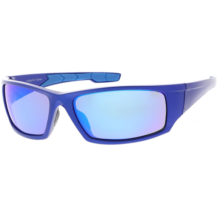 Rectangle TR-90 Wrap Sports Sunglasses Mirrored Lens 62mm