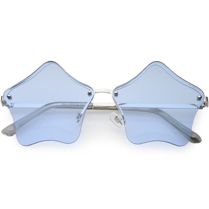 Star Shaped Rimless Sunglasses Metal Frame Color Tinted Lens 55mm