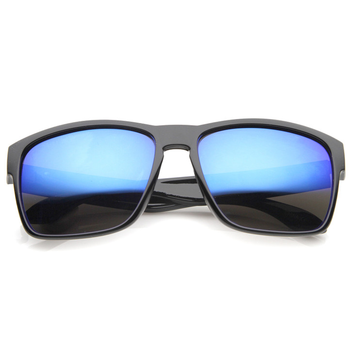 Action Sport Modern Frame Mirrored Lens Rectangle Sunglasses 59mm