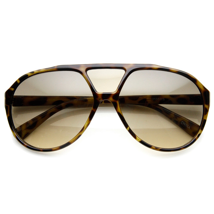 Large Teardrop Bridge Lens Retro Plastic Aviator Sunglasses